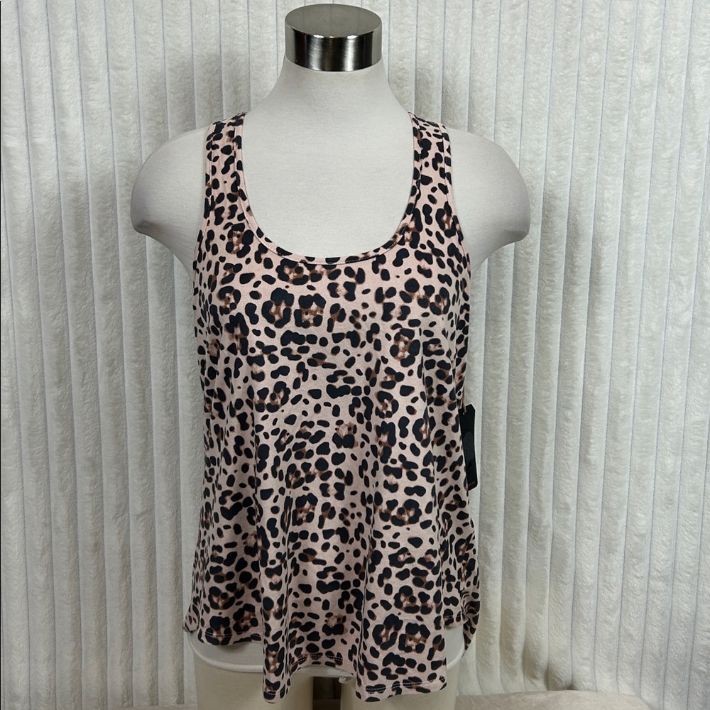 NWT Shyanne cheetah print racerback tank top with a faux suede feel m